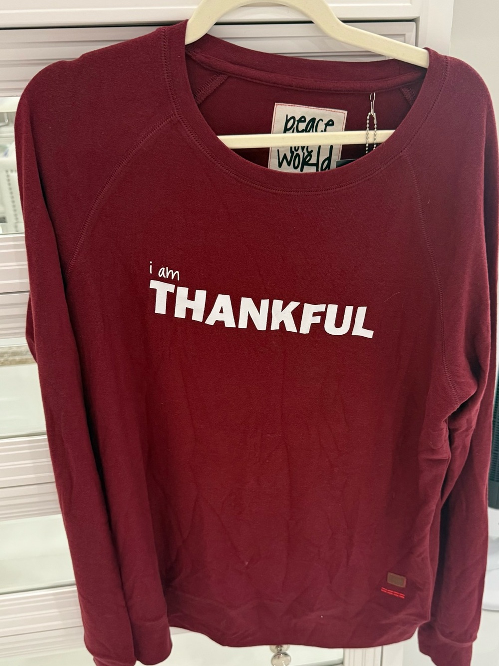 Spiritual Gangster Burgundy "I Am Thankful" Crewneck Sweater